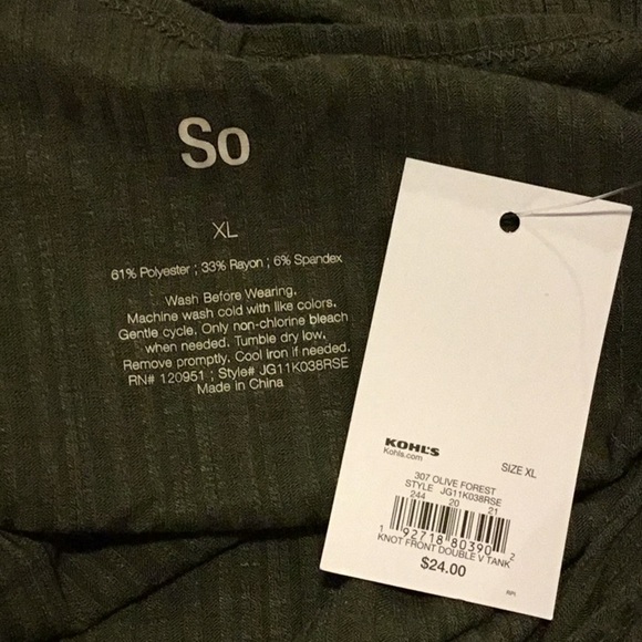 So XL olive forest double v neck tank top (knotted front can be undone) … - Picture 8 of 10
